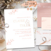 Chic Typografy Wedding Peach, Blush and Rose Gold Folieneinladung