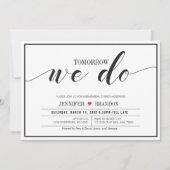 Chic Typografy Wedding Probe Dinner Card Einladung (Vorderseite)