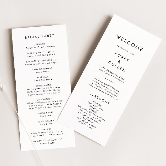 Chic Typografy Wedding Program Programm