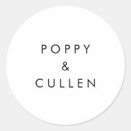 Chic Typografy Wedding Umschlag Aufklebers Runder Aufkleber