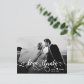 Chic Typografy Wedding Vielen Dank Foto Postcard Postkarte (Stehend Vorderseite)