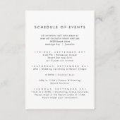 Chic Typografy Wedding Weekend Veranstaltungskalen Begleitkarte (Vorderseite)