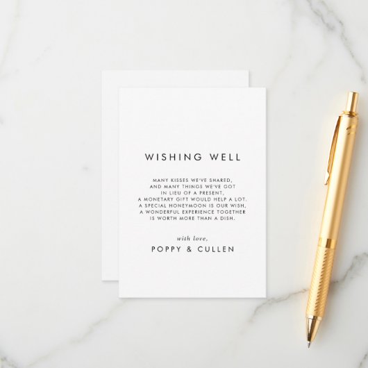 Chic Typografy Wedding Wishing Well Card Begleitkarte (Vorderseite/Rückseite Beispiel)