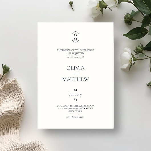 Chic Typograhy Monogram Wedding Invitation Einladung