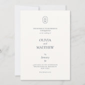 Chic Typograhy Monogram Wedding Invitation Einladung (Vorderseite)