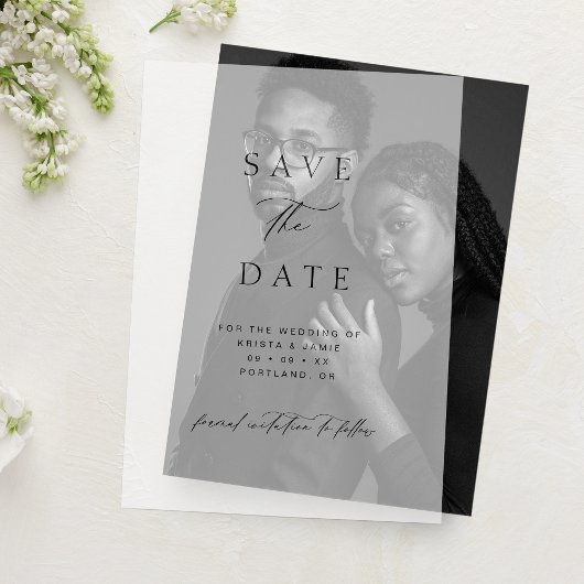 Chic Typographic Script Wedding Save the Date Pergament Einladungen