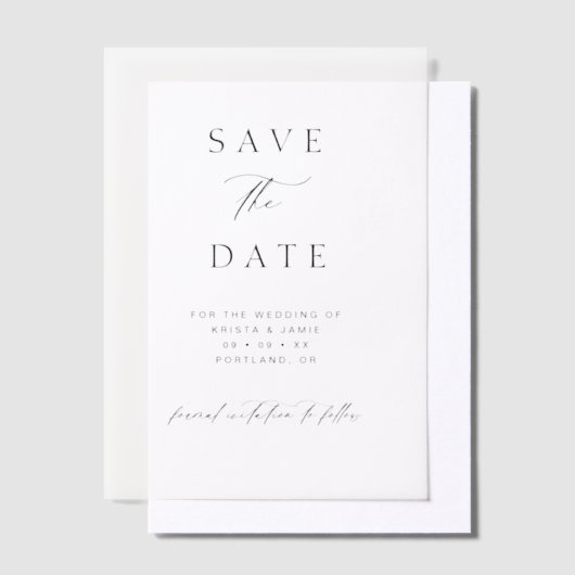 Chic Typographic Script Wedding Save the Date Pergament Einladungen (Versetzt)