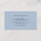 Chic typography blue monogram name visitenkarte (Rückseite)