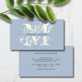 Chic typography blue monogram name visitenkarte
