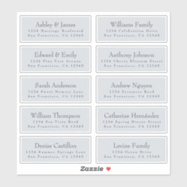 Chic Typography Blue Wedding Guest Address Labels