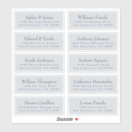 Chic Typography Blue Wedding Guest Address Labels (Blatt)