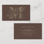 Chic typography brown monogram name visitenkarte (Vorne/Hinten)