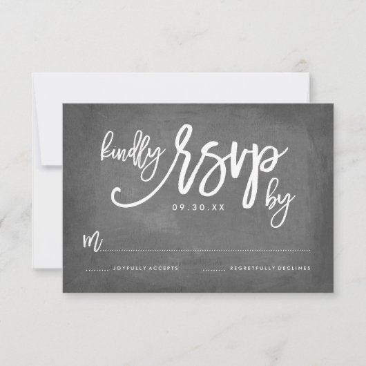 Chic Typography Chalkboard Wedding RSVP (Vorderseite)