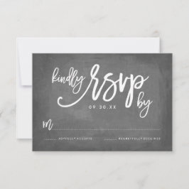 Chic Typography Chalkboard Wedding RSVP Karte