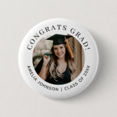 Chic Typography Congrats Grad Photo Graduation Button (Vorderseite)