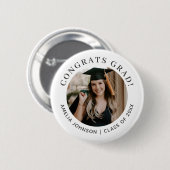 Chic Typography Congrats Grad Photo Graduation Button (Vorne & Hinten)