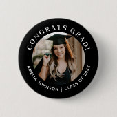Chic Typography Congrats Grad Photo Graduation Button (Vorderseite)