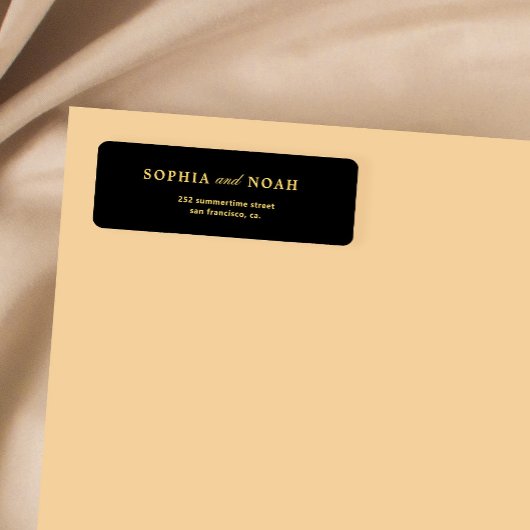 Chic typography gold Black Hochzeit Rücksendeadres