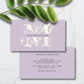 Chic typography lavender monogram name visitenkarte
