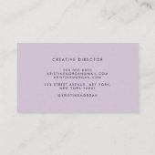 Chic typography lavender monogram name visitenkarte (Rückseite)