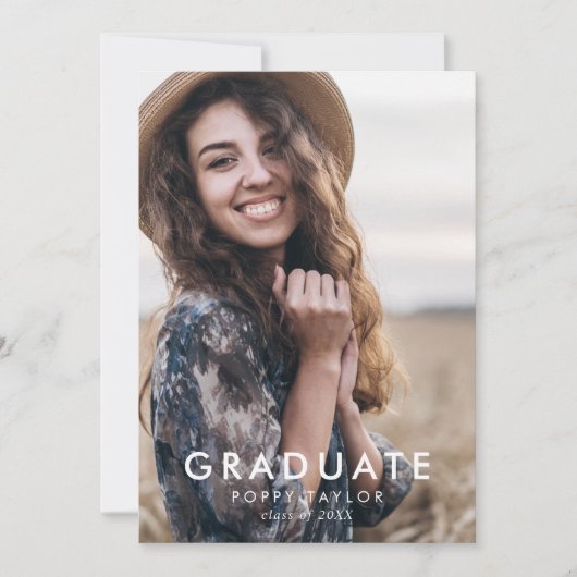 Chic Typography Message Photo Collage Graduation Ankündigung (Vorderseite)