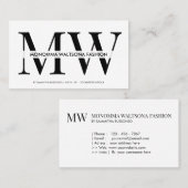 Chic typography monogram lettering name visitenkarte (Vorne/Hinten)