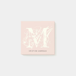Chic typography monogram name post-it klebezettel