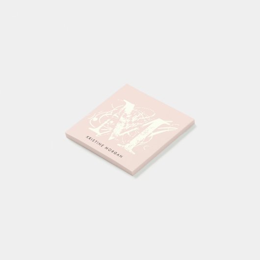 Chic typography monogram name post-it klebezettel (angewinkelt)