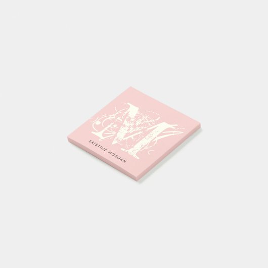 Chic typography monogram name post-it klebezettel (angewinkelt)