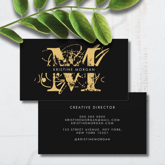 Chic typography monogram name visitenkarte