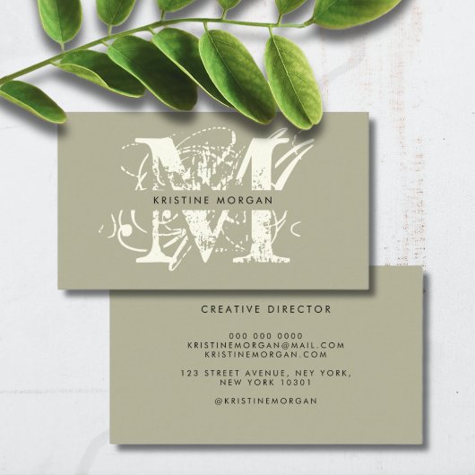 Chic typography monogram name visitenkarte