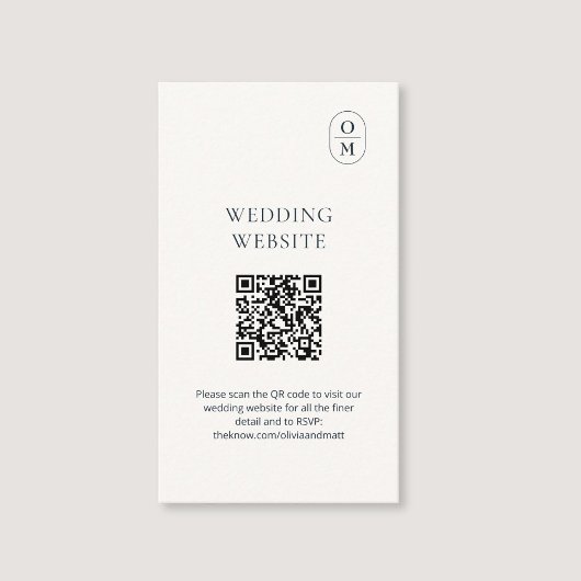 Chic Typography QR Wedding Website Enclosure Card Begleitkarte