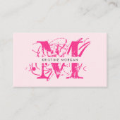 Chic typography rosa Monogramm Name Visitenkarte (Vorderseite)