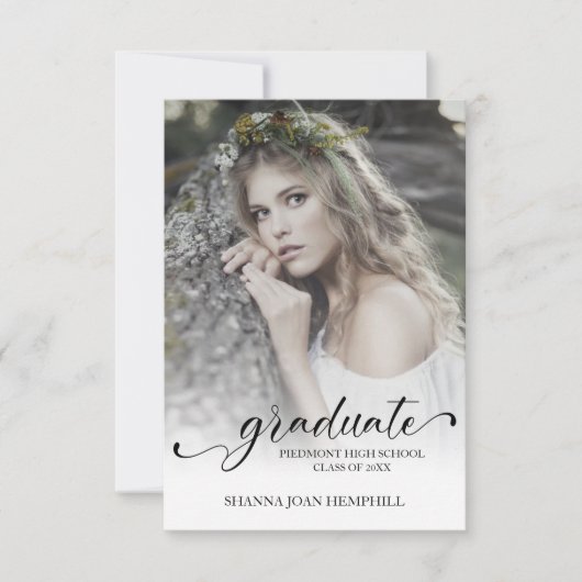 Chic Typography Script Graduate School Graduation Einladung (Vorderseite)