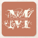 Chic typography terracotta monogram name rechteckiger pappuntersetzer<br><div class="desc">Chic typography terracotta monogram name</div>