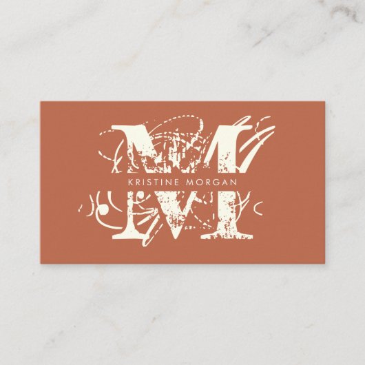 Chic typography terracotta monogram name visitenkarte (Vorderseite)