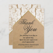 Chic u. noble weiße Spitze, Gold u. recycelten Dankeskarte (Vorne/Hinten)