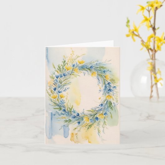 Chic Ukraine Flag Inspiriert Wasserfarbe Karte (Gelbe Blume)