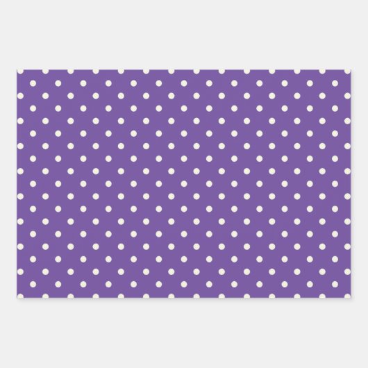 Chic Ultra Violet Lila & White Polka Dot Muster Geschenkpapier Set (Vorderseite 2)