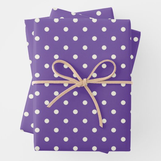 Chic Ultra Violet Lila & White Polka Dot Muster Geschenkpapier Set (Beispiel)