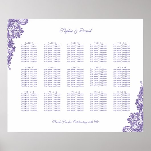 Chic Ultra-Violet-Spitzen-Hochzeitskarte Poster (Vorne)