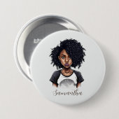 Chic und Classy Afro Frau Button (Vorne & Hinten)
