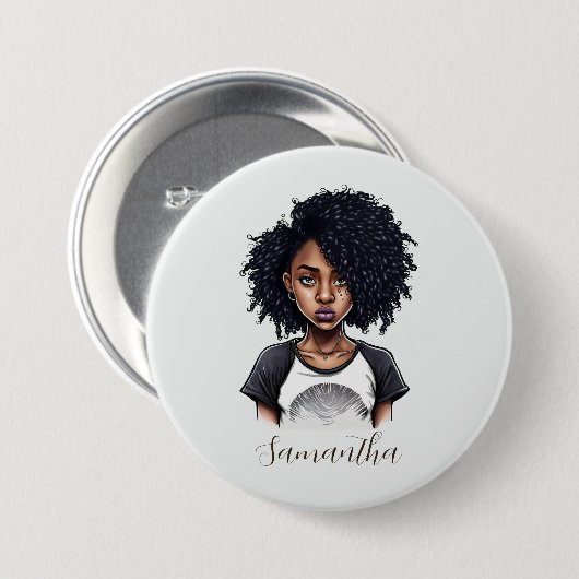 Chic und Classy Afro Frau Button (Vorne & Hinten)