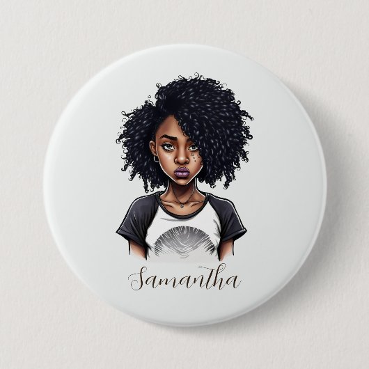 Chic und Classy Afro Frau Button (Vorderseite)