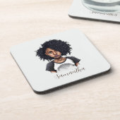 Chic und Classy Afro Frau Getränkeuntersetzer (Linke Seite)