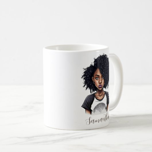 Chic und Classy Afro Frau Kaffeetasse (VorderseiteRechts)