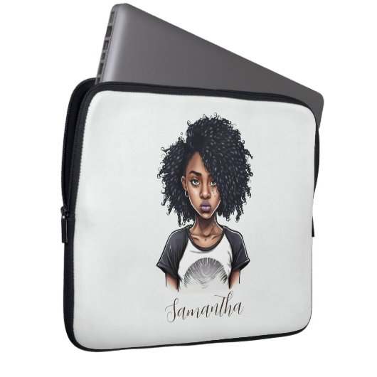 Chic und Classy Afro Frau Laptopschutzhülle (Vorne Rechts)