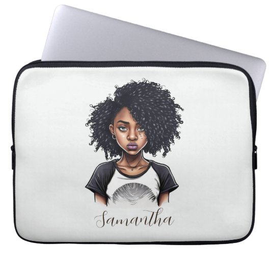 Chic und Classy Afro Frau Laptopschutzhülle (Vorderseite)