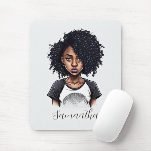 Chic und Classy Afro Frau Mousepad (Mit Mouse)