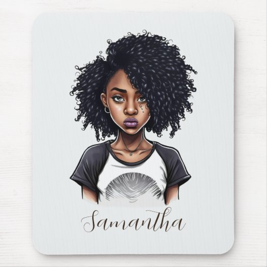 Chic und Classy Afro Frau Mousepad (Vorne)